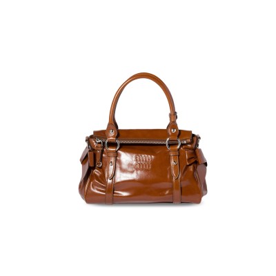 MIU MIU GLOSSY LEATHER TOP HANDLE BAG 5BA327 (28*22*15cm)